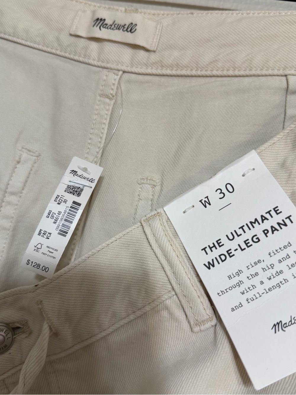 Madewell Wide-Leg Chinos in Cream